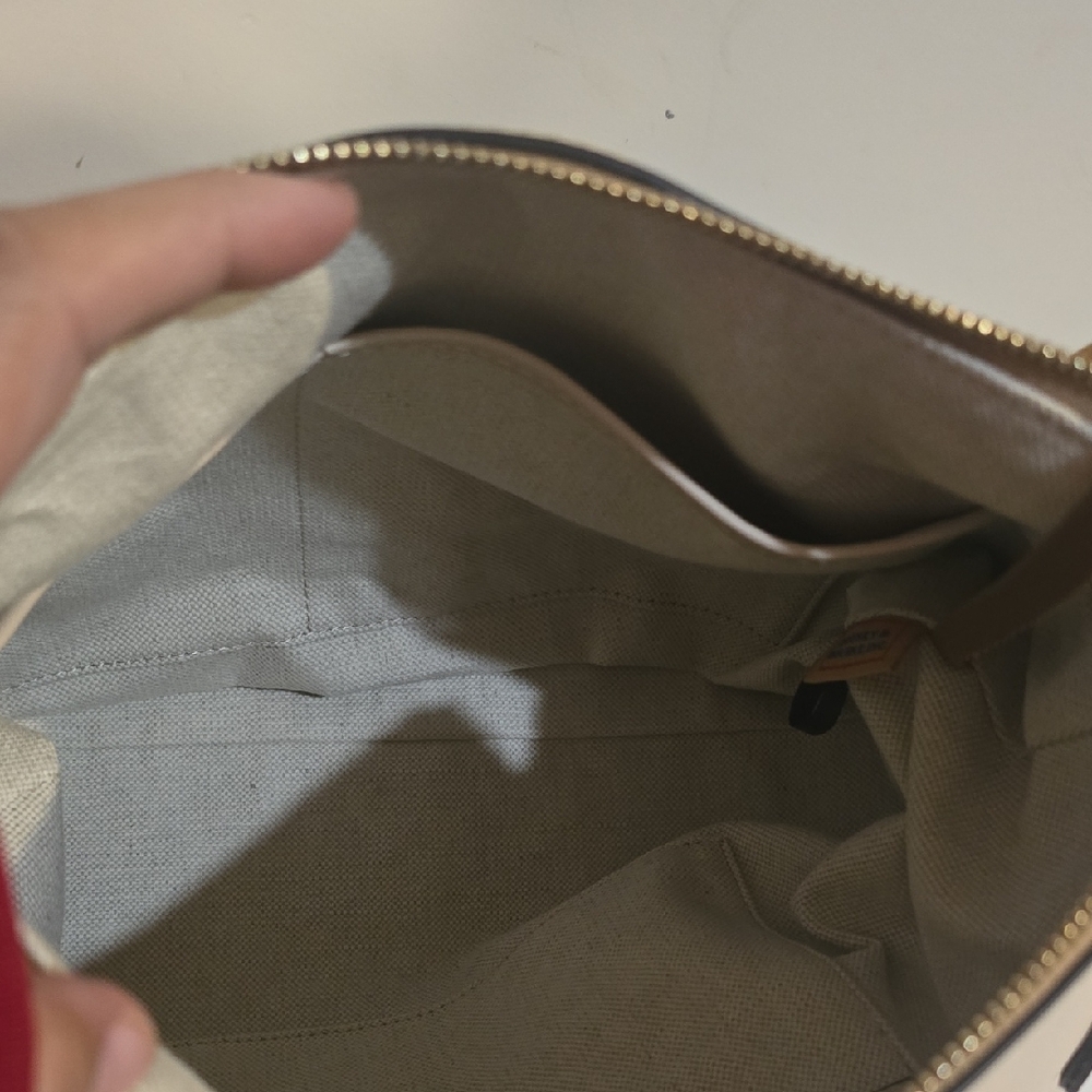 Dooney & Bourke Cream Leather Satchel with Tassel - Picture 6 of 16